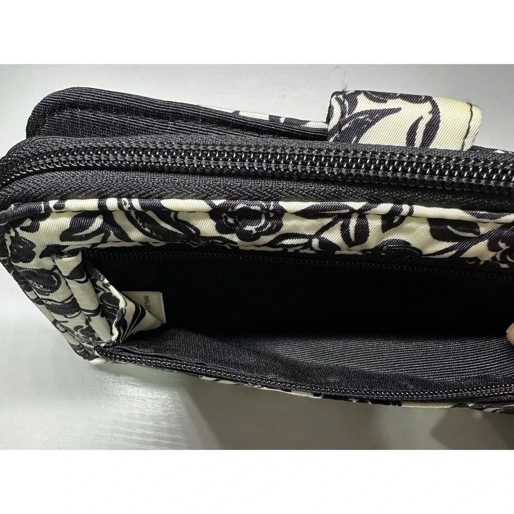 NWT Vera Bradley Large Tab Nylon Wallet Bubbly Flowers Black Pattern MSRP $95.00 - Picture 11 of 13